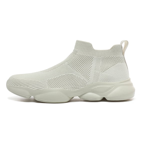 Men's Slip‑On High‑Top Knit Sock Sneaker, Stretch Knit Sock‑Style Upper Integrated Heel Pull Tab Seamless Construction Sculpted Chunky Outsole Footwear for Daily Casual Walking and Urban Activities