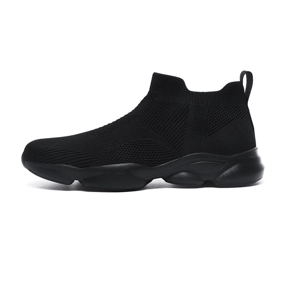 Men's Slip‑On High‑Top Knit Sock Sneaker, Stretch Knit Sock‑Style Upper Integrated Heel Pull Tab Seamless Construction Sculpted Chunky Outsole Footwear for Daily Casual Walking and Urban Activities