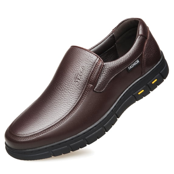 Men's Slip-On Leather Casual Dress Shoes, Comfort Walking Business Loafers
