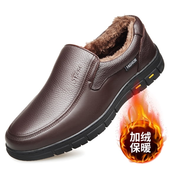 Men's Slip-On Leather Casual Dress Shoes, Comfort Walking Business Loafers
