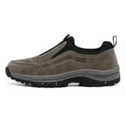Mens Slip-On Lightweight Work Shoes for Outdoor Hiking Waterproof Canvas Walking Shoes with Arch Support