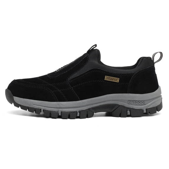 Men's Slip-On Lightweight Work Shoes for Outdoor Hiking Waterproof Canvas Walking Shoes with Arch Support