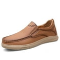 thumbnail image 1 of Men's Slip On Loafers Casual Leather Dressy Work Shoes Comfortable Soft Lightweight Walking Office Driving Fashion Shoes Brown 8.5 US, 1 of 7