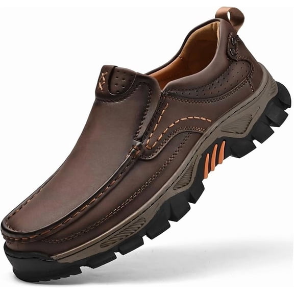 Men's Slip-On Loafers Comfortable Leather Casual Walking Shoes for Work Office Dress Outdoor