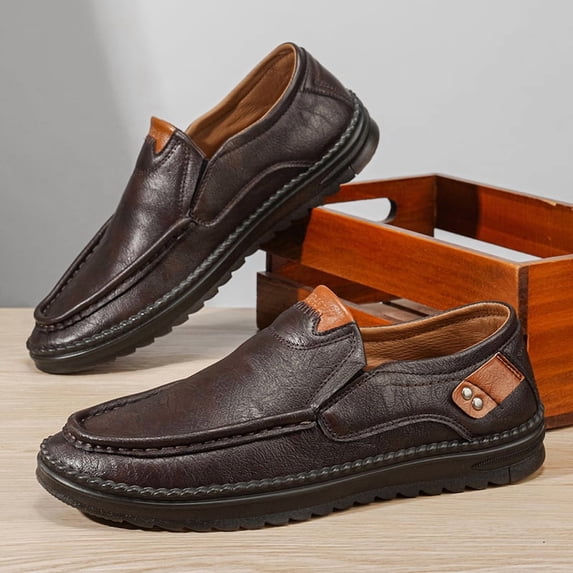 Men's Slip On Loafers, Hand Stitched Casual Driving Shoes for Daily Business Walking