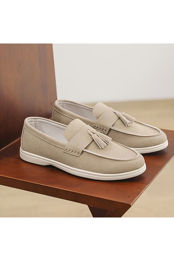 Men's Slip-On Loafers - Minimalist British Style Casual Shoes with Bow Detail, Breathable Upper & Soft Fabric Lining, All-Season Comfort for Outdoor, Daily & Streetwear (Multiple Colors),Dressy Shoes