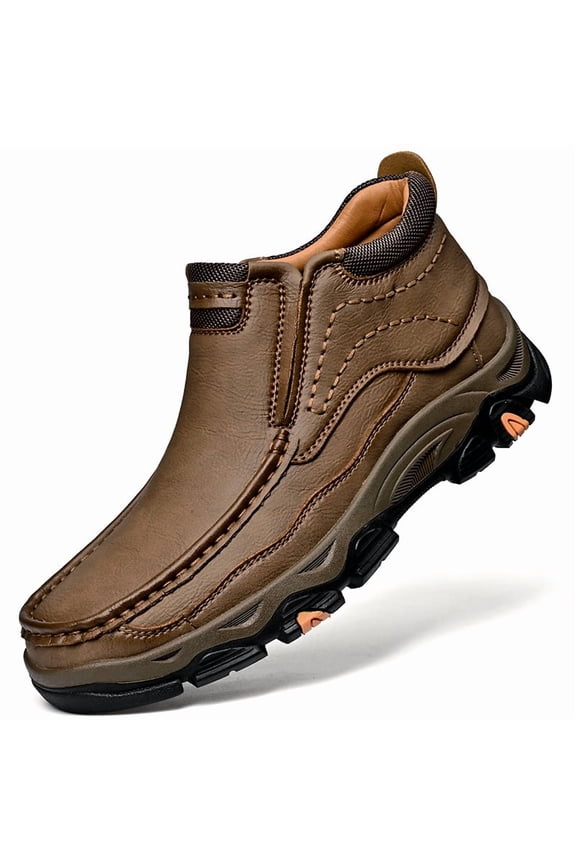 Men's Slip On Mid-top Leather Loafers - Comfortable Casual Walking Shoes for Work Office Dress Outdoor