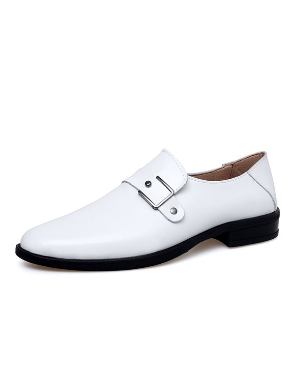 Men's Slip‑On Monk Strap Casual Dress Shoes, Pointed Toe Flat Heel Formal Business Loafers for Daily Dating Occasions