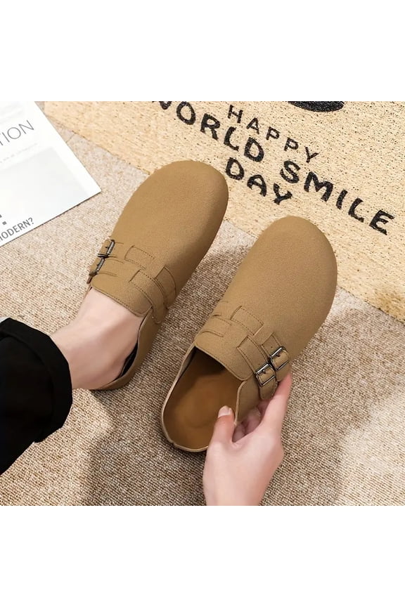 Men's Slip-On Mules - All-Season Casual Shoes Design - Black/Sand/Camel (EU 39-44) | Lightweight s for Beach with Buckle-Like Strap (No Laces/Belt), Cushioned Round-Toe , Office & Casual Attire - Low