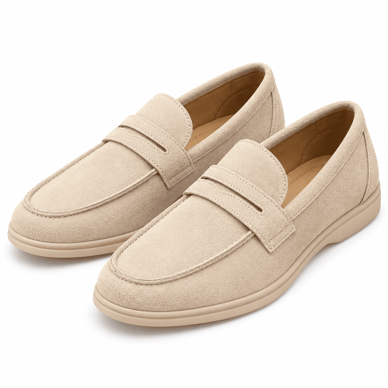 Men's Slip-On Penny Loafers with Mixed-Material Upper, Round Toe Casual ...