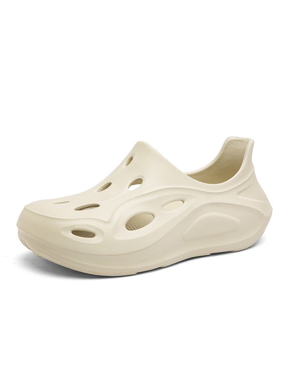 Men's Slip‑On Perforated Clog Sandal, Full Cut‑Out Hollow Upper One‑Piece Molded Shell Raised Contoured Side Panel Thick Integrated Outsole Footwear for Indoor and Casual Outdoor Activities