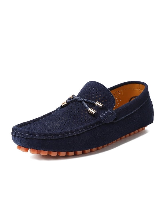 Men's Slip‑On Perforated Loafer Shoes, Decorative Tassel Vamp Design Footwear with Small‑Block Studded Flat Outsole for Daily Casual and Semi‑Formal Occasions