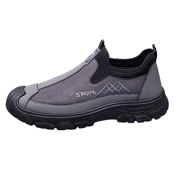 Men's Slip On Running Shoes Waterproof Low Top Garden Shoes Comfortable Wide Toe Box Non Slip Work Shoes Gray Size 10