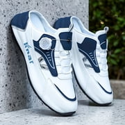 Mens Slip-On Sneaker Sandals - Slip-Resistant Cushioned Sole, PU Upper & Navy Accents - All-Season Indoor/Outdoor Shoes for Casual, Office, Streetwear - Easy Slip-On Closure, Indoor Footwear