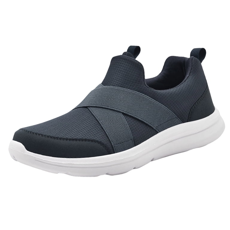 Chenyee Men's Slip On Sneakers Casual Fashion Wedge Walking Shoes Wide Width Non Slip Sport Orthopedic Footwear, Size: 7, Gray