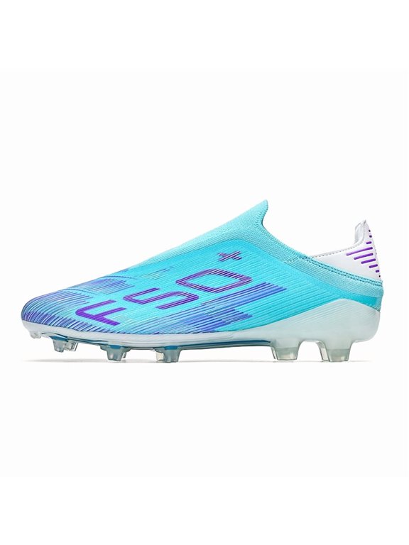 Men's Slip-On Soccer Cleats, Adult Male Firm Ground Football Shoes with Studded Outsole for Outdoor Grass Field Training