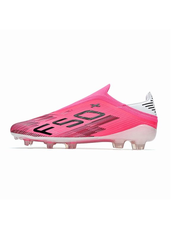 Men's Slip-On Soccer Cleats, Adult Male Firm Ground Football Shoes with Studded Outsole for Outdoor Grass Field Training