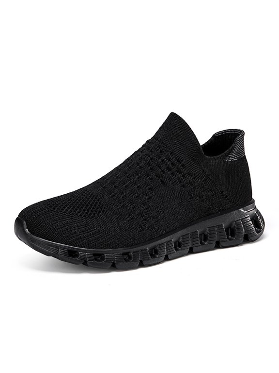 Men's Slip‑On Sock Knit Casual Sneakers Textured Jacquard Knit Upper Segmented Flexible Tread Outsole Heel Reinforcement Panel Low‑Profile Silhouette for Daily Walking Casual Activities
