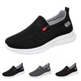 thumbnail image 1 of Men's Slip On Walking Shoes Breathable Knit Casual Sneakers Comfortable Laceless Mesh Loafers with Flexible Cushioning Sole Black 44, 1 of 5