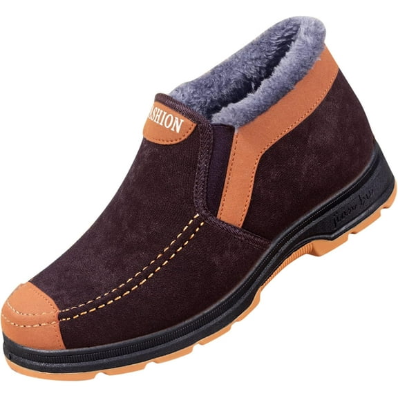 Men's Slip-On Walking shoes - Thermal Winter Cotton shoes with Rubber Sole