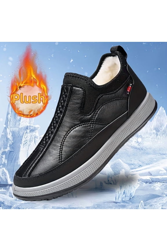 [Men's Slip-On Winter Boots] Men's Slip-On Winter Boots | Thermal Insulated Non-Slip PVC Sole | Easy Slip-On Closure Dad Boots for Snow Ice Everyday & Formal Use - Durable  - Comfort Footwear