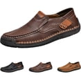 thumbnail image 1 of Men's Slip - breathable casual shoes for walking, wearing flat leather shoes and loafers on one foot, for outdoor leisurely strolls, 1 of 7
