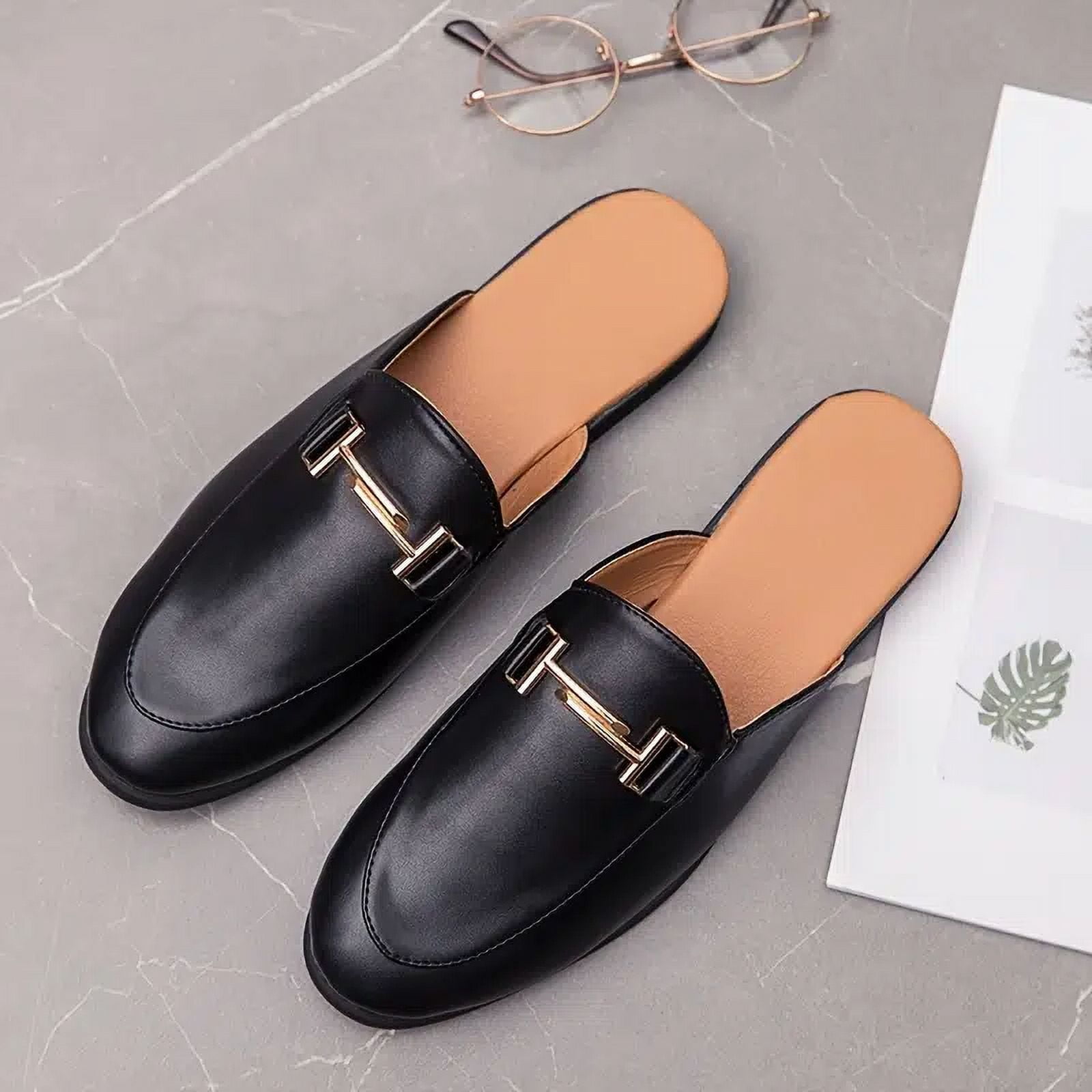 Men s Slip on Mules Formal Wear Casual Open Back Shoes Slide