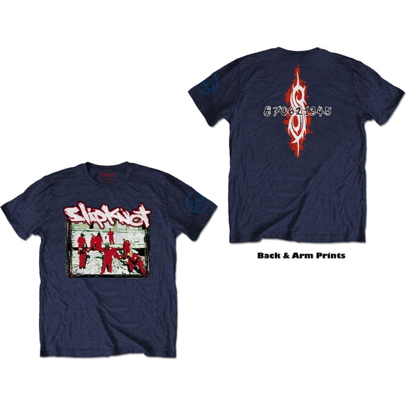 Men's Slipknot 20th Anniversary - Red Jump Suits (Back Print) Slim Fit T-shirt Large Navy