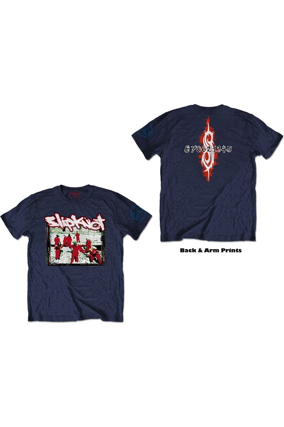 Men's Slipknot 20th Anniversary - Red Jump Suits (Back Print) Slim Fit T-shirt Large Navy