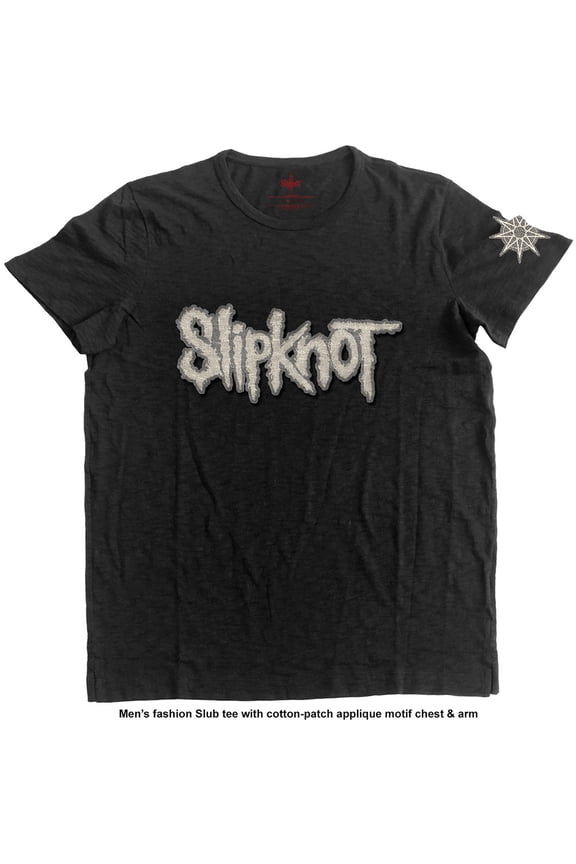 Men's Slipknot Logo & Star (Applique Motifs) Vintage T-shirt Large Black