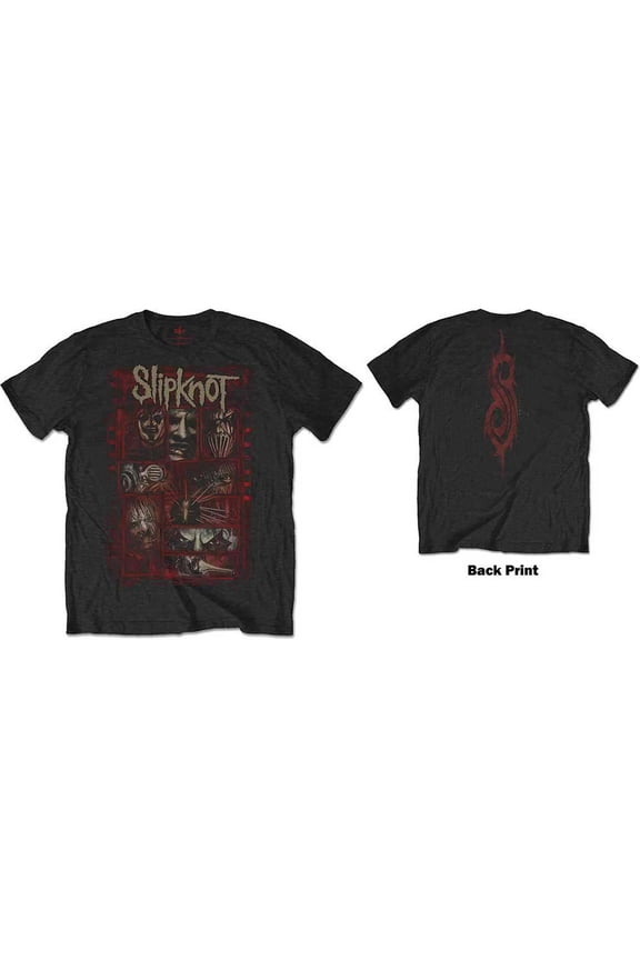 Men's Slipknot Sketch Boxes (Back Print) Slim Fit T-shirt Medium Black