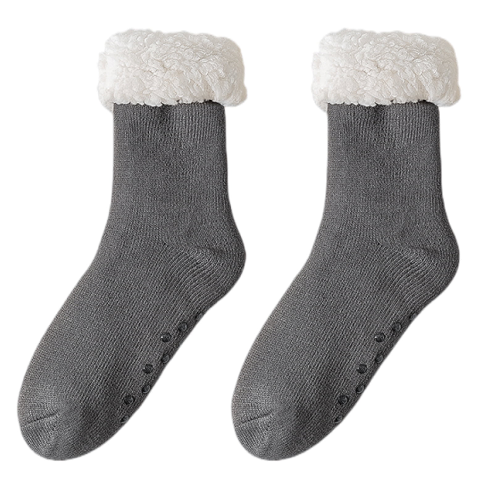 Men's Slipper Socks with Grips Non Slip Soft Cozy Fuzzy Fleece Lined Socks for Cold Winter