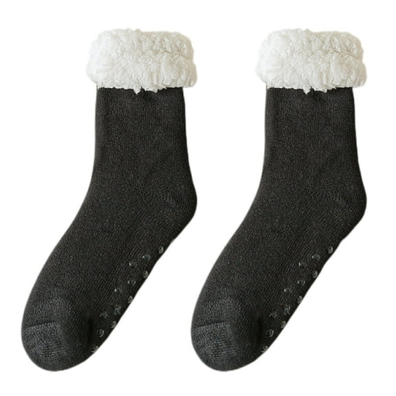 Men's Slipper Socks with Grips Non Slip Soft Cozy Fuzzy Fleece Lined Socks for Cold Winter