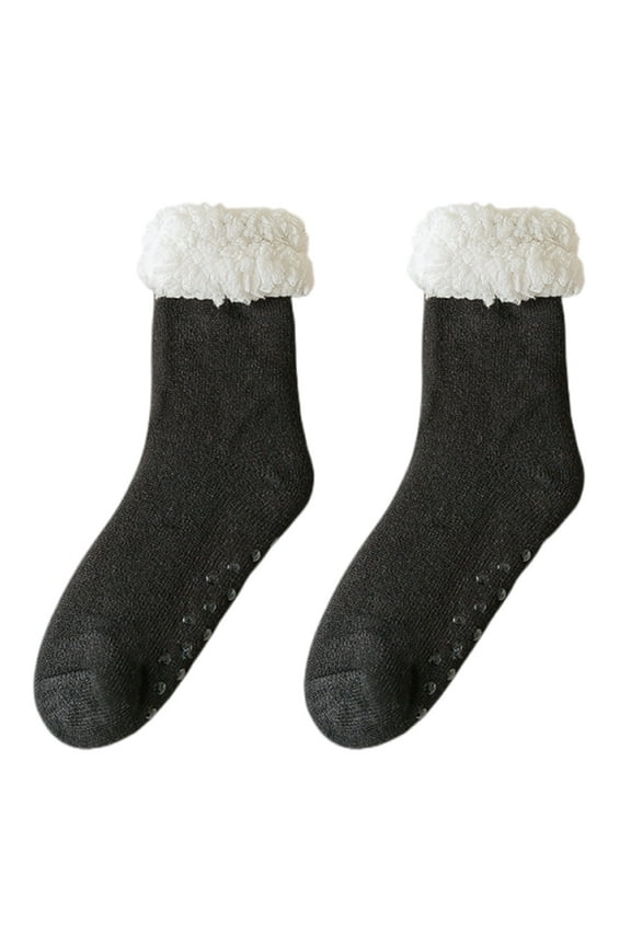 Men's Slipper Socks with Grips Non Slip Soft Cozy Fuzzy Fleece Lined Socks for Cold Winter