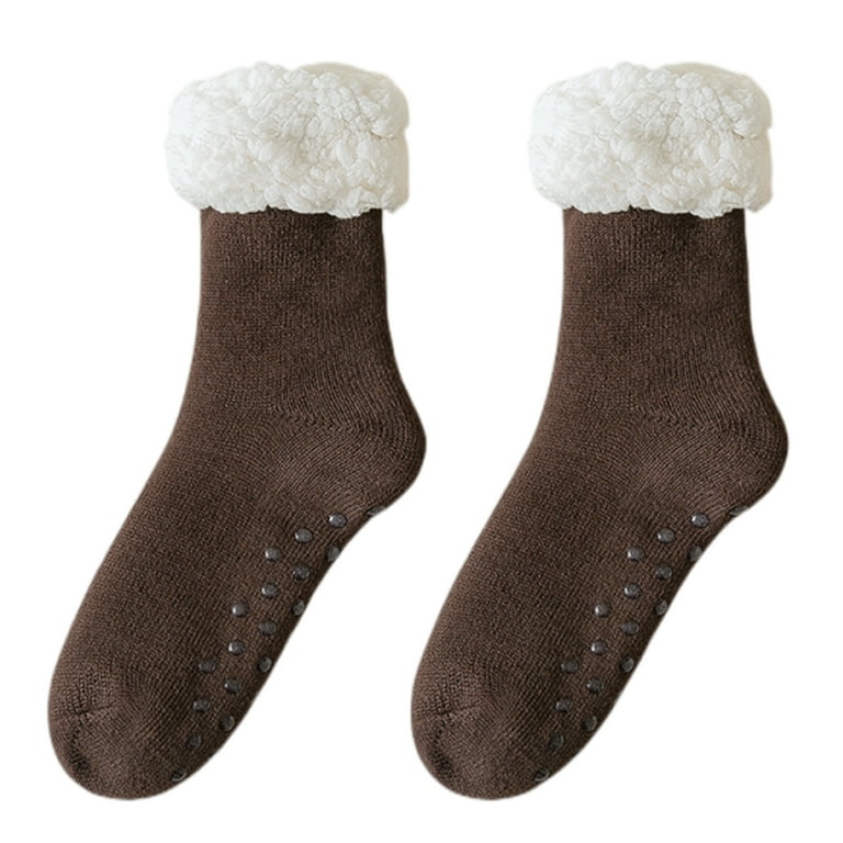 Men s Slipper Socks with Grips Non Slip Soft Cozy Fuzzy Fleece Lined Socks for Cold Winter Walmart