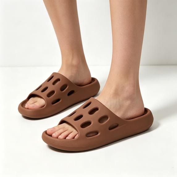 Men's Slippers EVA Sandals Quick-Dry Non-Slip Thick Sole Arch Support House Shoes Bathroom Shower Pool Beach Indoor Outdoor Summer Footwear (Coffee, 44)