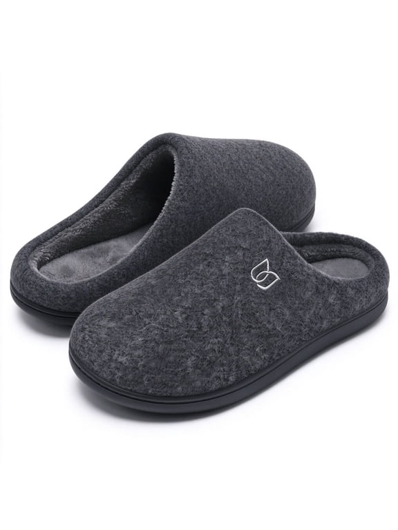 Men’s Women’s Cotton Slippers, Warm Fleece Lined Scuff House Slippers, Non‑Slip Cushioned Hard Sole Indoor Outdoor Slippers for Home Office Lounging Daily Wear Fall Winter