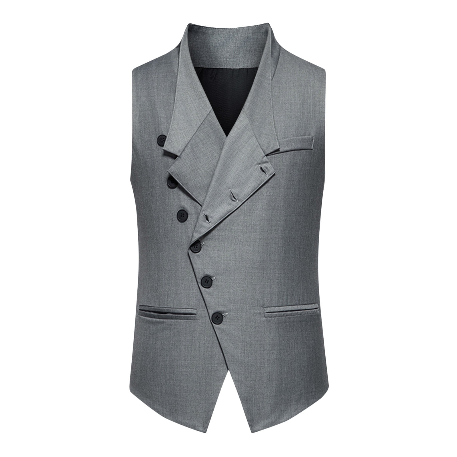 Men's Sloping Placket Single Breasted Vest Have pocket V