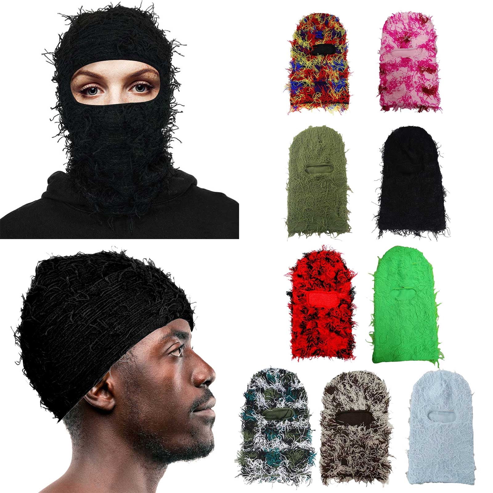 Balaclava Ski Mask Winter Clothing Black Beanie Balaclava Women Men Fashion  Alt Fashion Streetwear Winter Face Mask Winter Hat Hip Hop Rap 