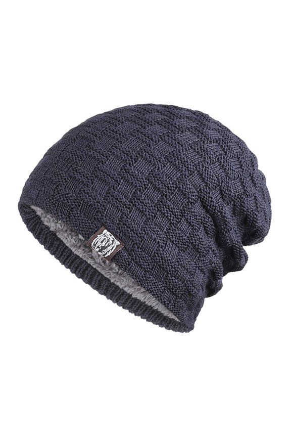 Men's Slouchy Beanie Knit Crochet Rasta Cap for Summer Winter - Navy blue