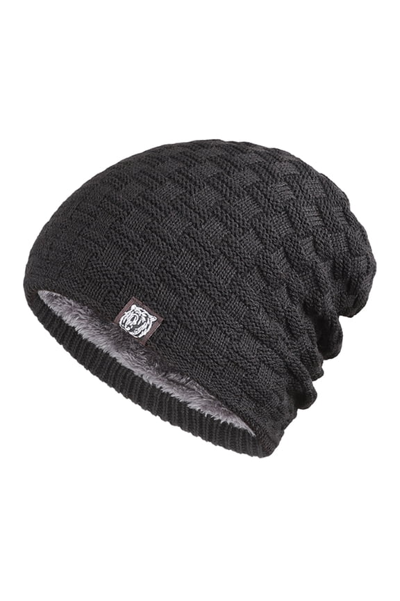 Men's Slouchy Beanie Knit Crochet Rasta Cap for Summer Winter - black