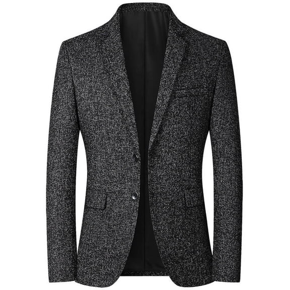 Men's Small Suit Korean Top Handsome Casual Single Suit Middle-aged Men's Spring and Autumn Men's Jacket-black-XXXXL