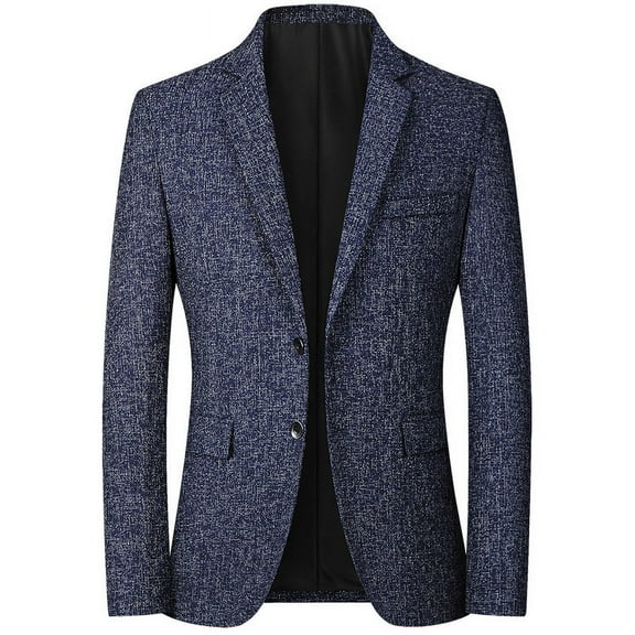 Men's Small Suit Korean Top Handsome Casual Single Suit Middle-aged Men's Spring and Autumn Men's Jacket-navy blue-M