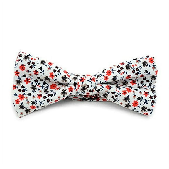 Men’s Small Wildflowers White Cotton Boxed Banded Bow Tie