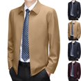 thumbnail image 1 of Men's Smart Business Casual Golf Jacket Classic Regular Fit Full Zip Turn Down Collar Bomber Coat, Lightweight with Pockets for Daily Commute Travel, Khaki, M, 1 of 8