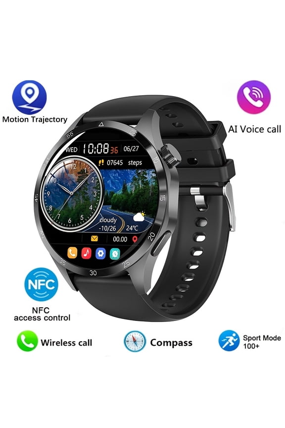 Men's Smart Watch 4 PRO NFC - 1.6" AMOLED HD Screen, Wireless Calls, GPS Tracker, Motion Trajectory, Voice Assistant, Sport Mode, Father's Day Gift