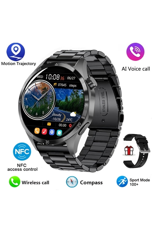 Men's Smart Watch 4 PRO NFC - 1.6" AMOLED HD Screen, Wireless Calls, GPS Tracker, Motion Trajectory, Voice Assistant, Sport Mode, Father's Day Gift