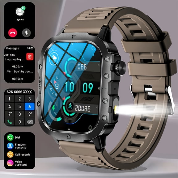Men's Smart Watch with 5.3, 2.01” HD Display (Compatible with /), Dual Straps, Call/SMS Alerts, Music Control & App, USB- Smartwatch - Ideal for Gym,, Driving - Perfect Tech Gift