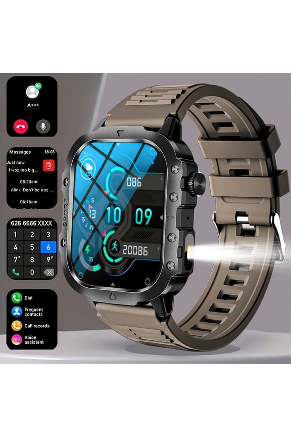 Men's Smart Watch with 5.3, 2.01” HD Display (Compatible with /), Dual Straps, Call/SMS Alerts, Music Control & App, USB- Smartwatch - Ideal for Gym,, Driving - Perfect Tech Gift