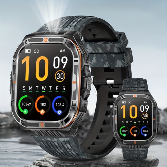 Men's Smartwatch, 2.01" Screen, 1100mAh, 100-Day Standby, Bluetooth Call, 100+ Sports Modes, iOS Android, Outdoor Fitness